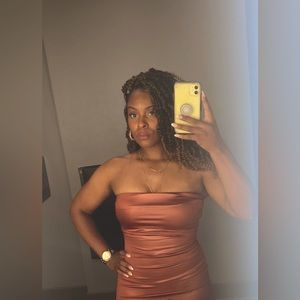 copper medium stretchy strapless dress